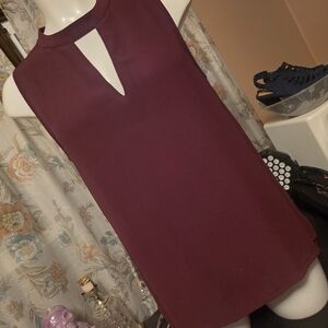 LOFT Sleeveless Keyhole Shift Top - Wine